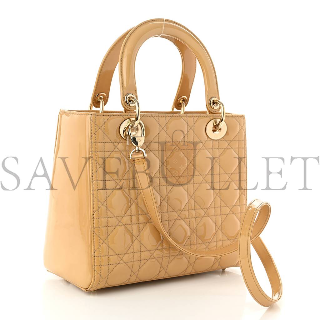 D*or patent cannage medium lady D*or beige (23*20*12.1cm)