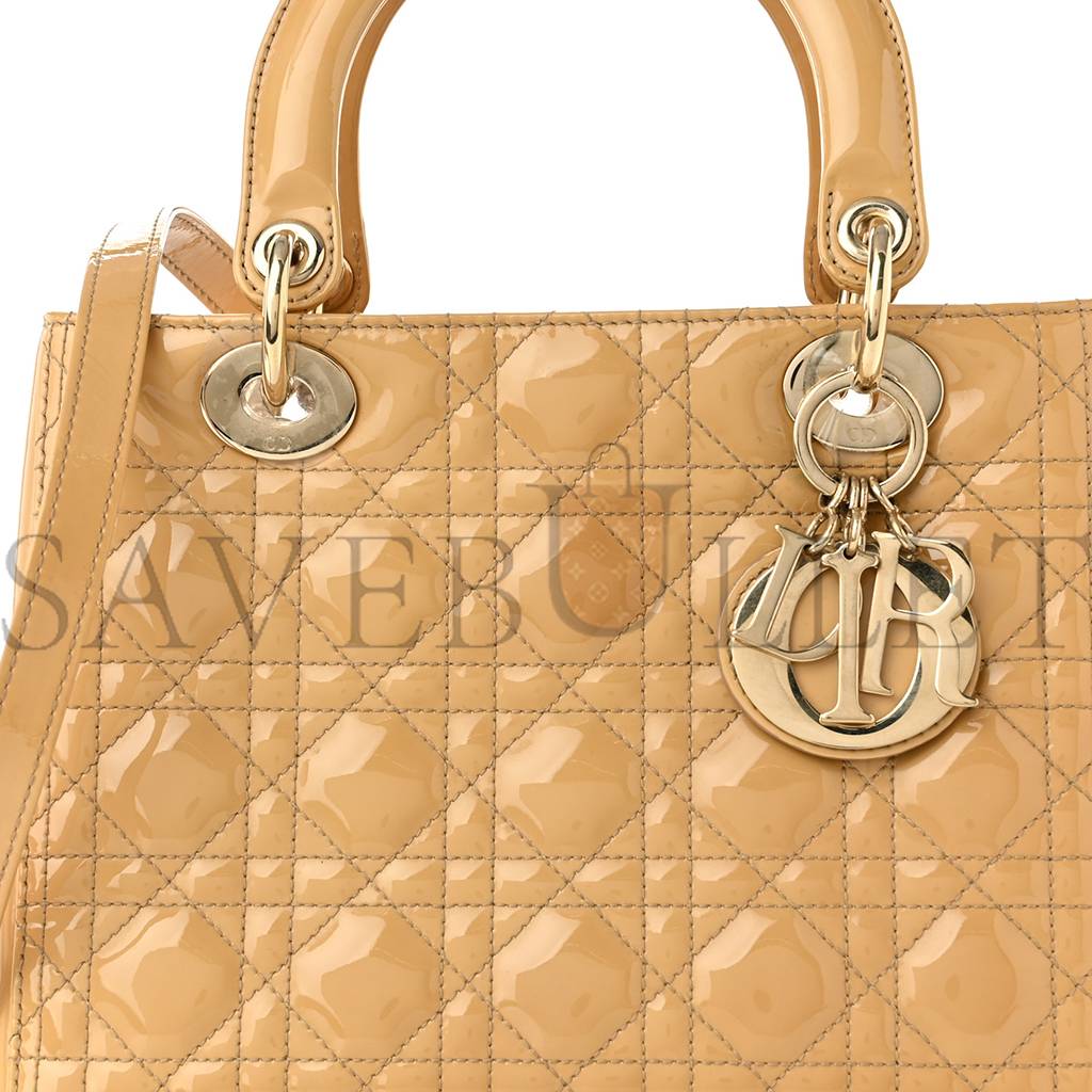 D*or patent cannage medium lady D*or beige (23*20*12.1cm)