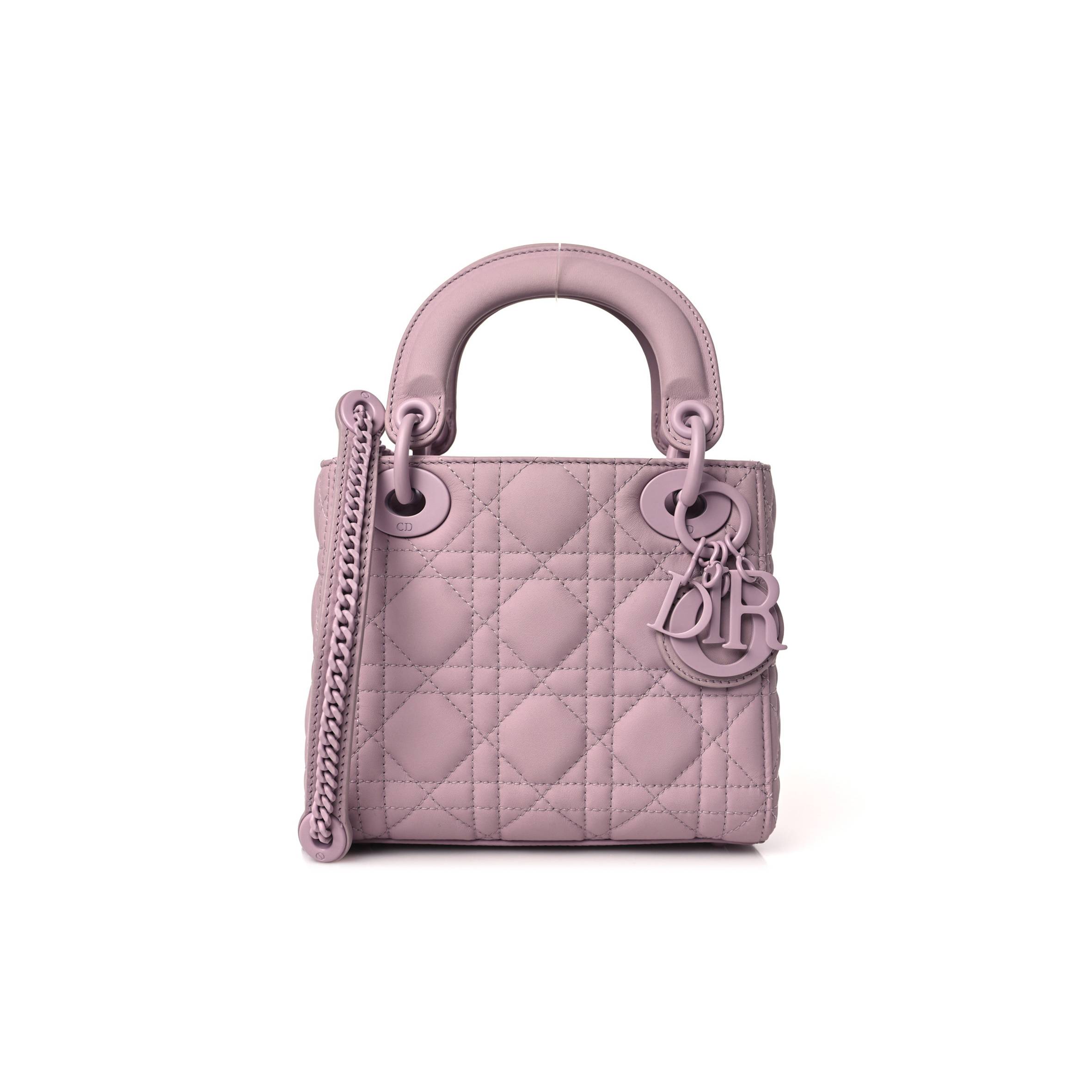 D*or ultra matte calfskin cannage mini lady D*or lavender (17*15*7.6cm)