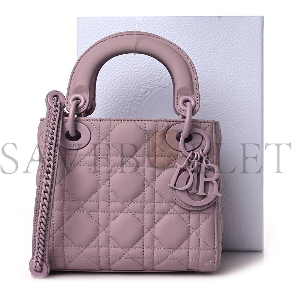 D*or ultra matte calfskin cannage mini lady D*or lavender (17*15*7.6cm)