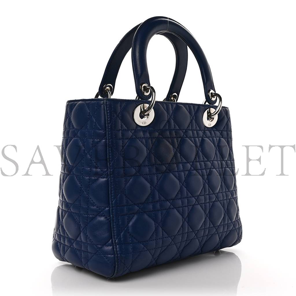 D*or lambskin cannage medium lady D*or navy (24*20*11.4cm)