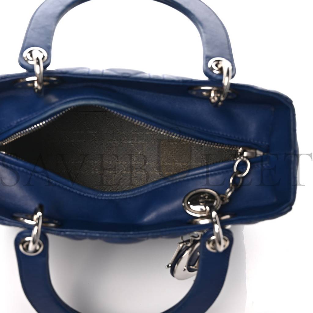 D*or lambskin cannage medium lady D*or navy (24*20*11.4cm)