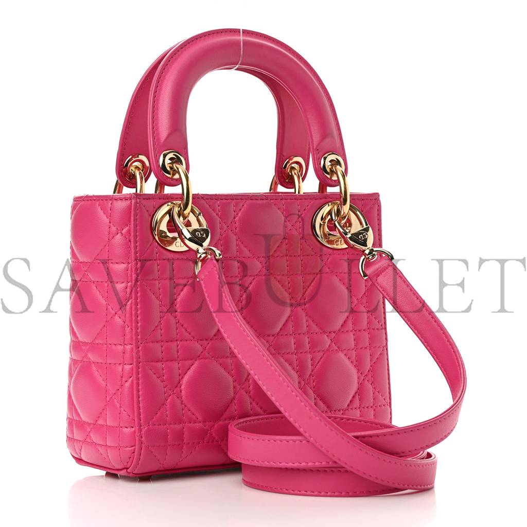 D*or lambskin cannage mini lady D*or fuchsia (17*15*7cm)