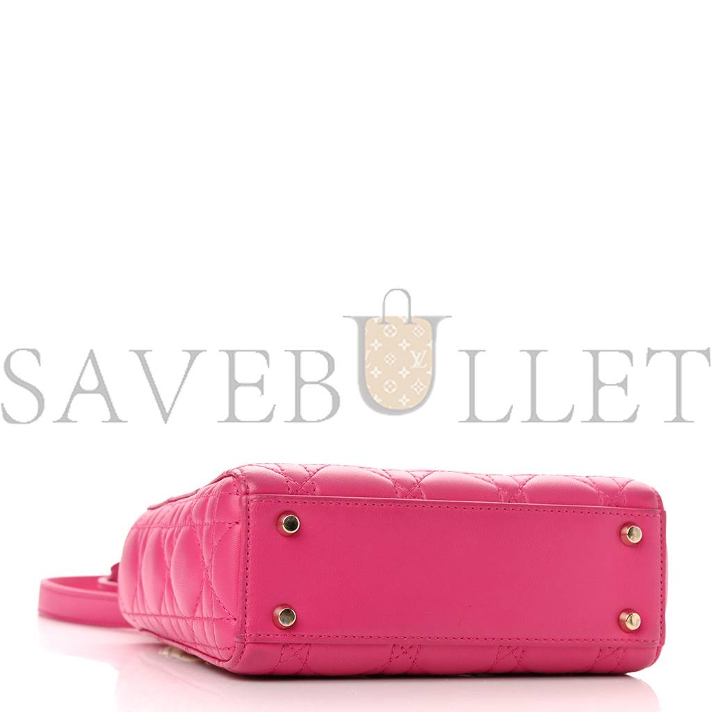 D*or lambskin cannage mini lady D*or fuchsia (17*15*7cm)