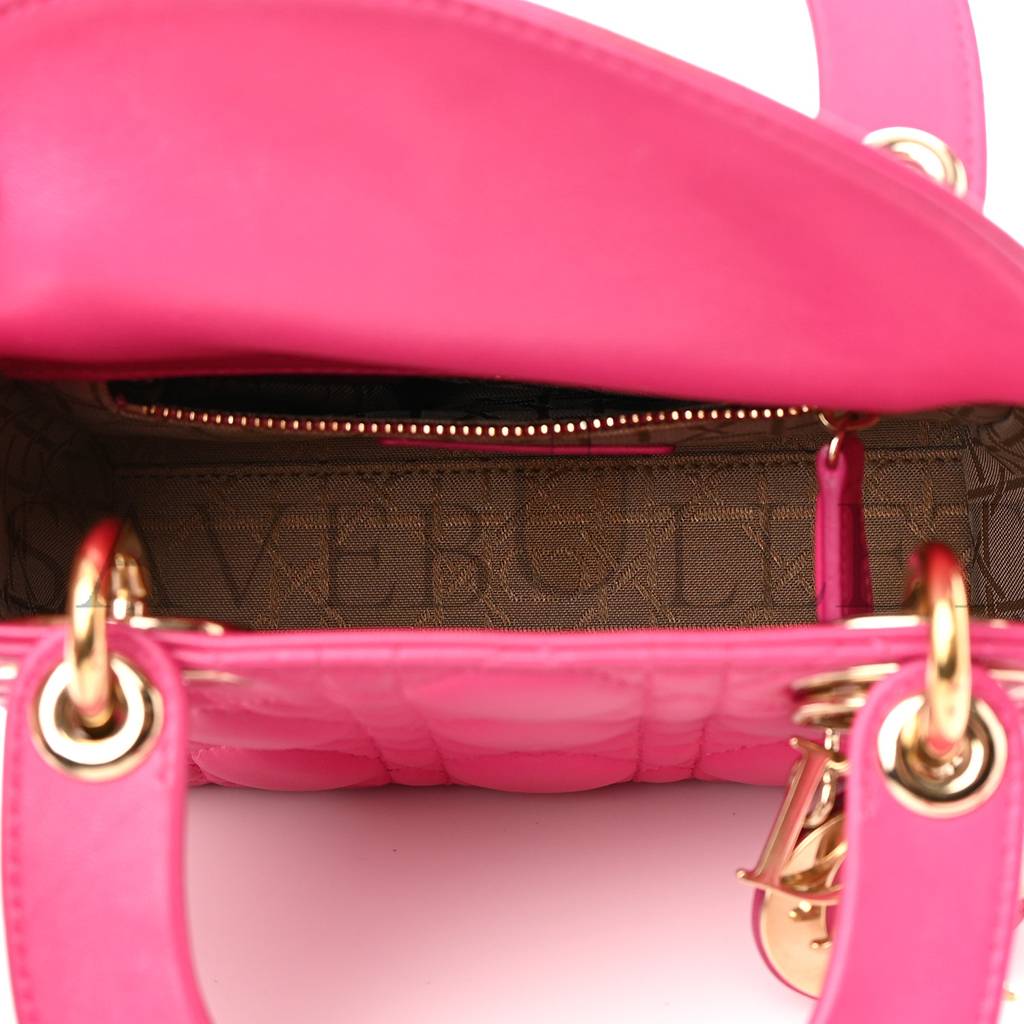 D*or lambskin cannage mini lady D*or fuchsia (17*15*7cm)