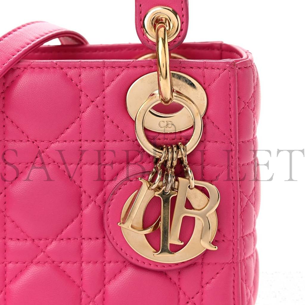 D*or lambskin cannage mini lady D*or fuchsia (17*15*7cm)