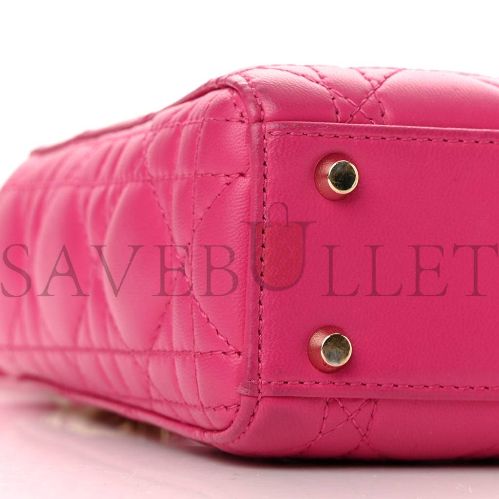 D*or lambskin cannage mini lady D*or fuchsia (17*15*7cm)