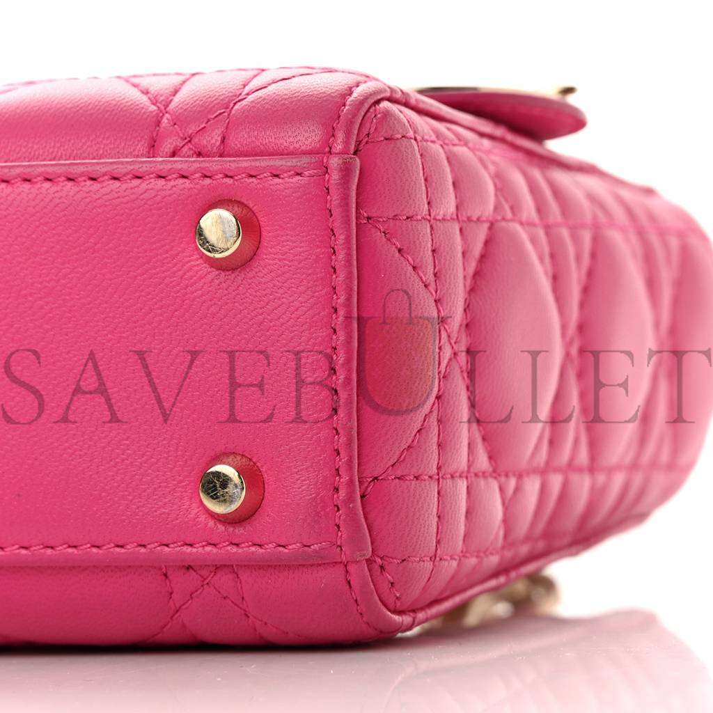 D*or lambskin cannage mini lady D*or fuchsia (17*15*7cm)