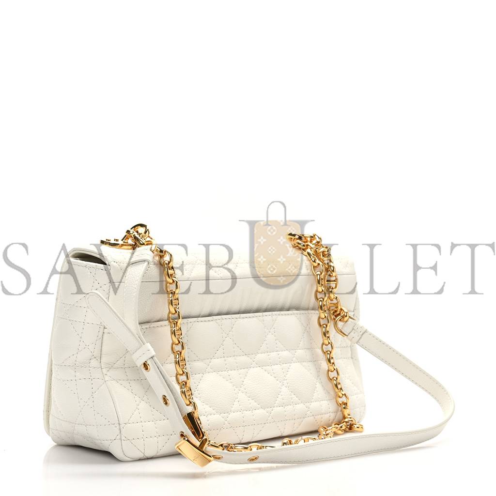 D*or supple calfskin cannage medium caro bag ivory (25*15*8.9cm)