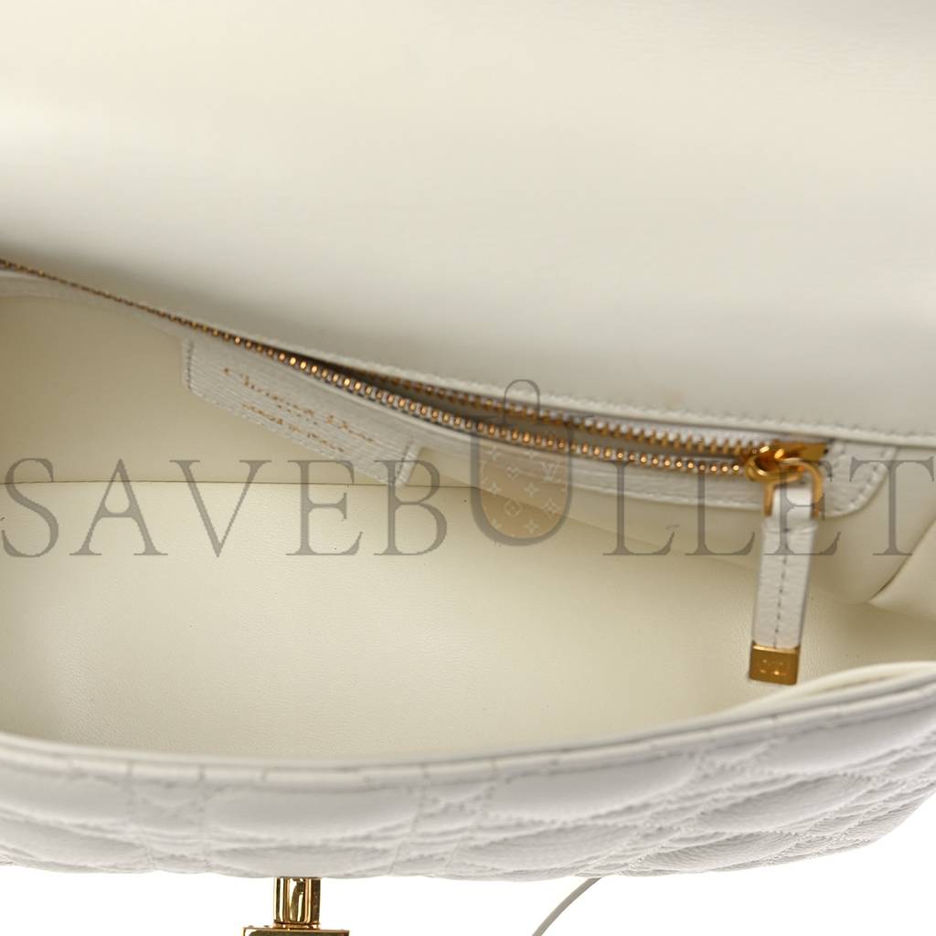 D*or supple calfskin cannage medium caro bag ivory (25*15*8.9cm)