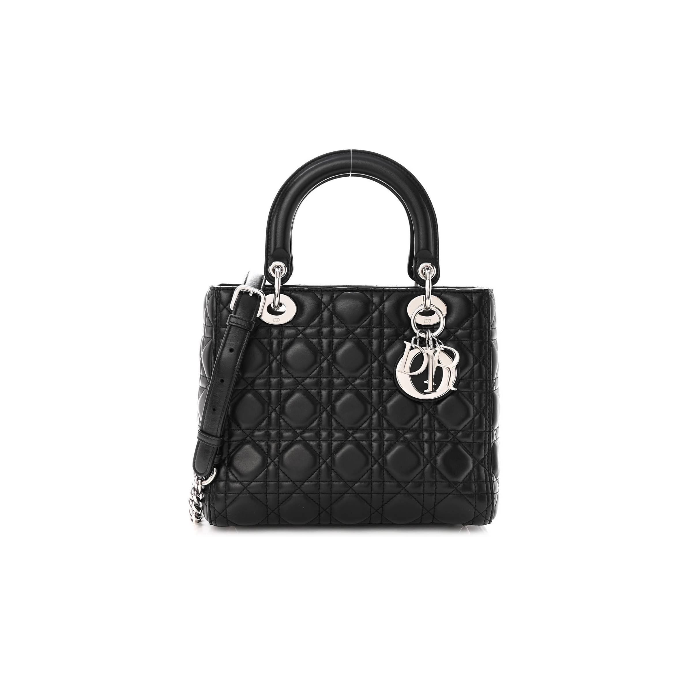 D*or lambskin cannage medium lady D*or black (24*20*12.7cm)