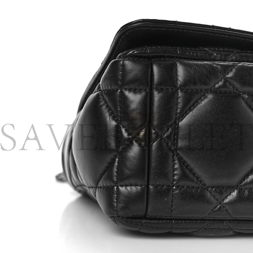 D*or calfskin macrocannage medium caro bag black (26*15*9.5cm)