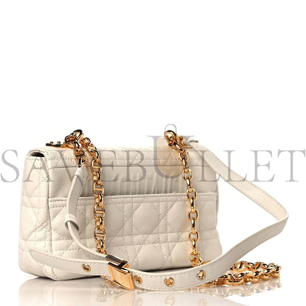 D*or calfskin cannage small caro bag ivory (20*11*7.6cm)