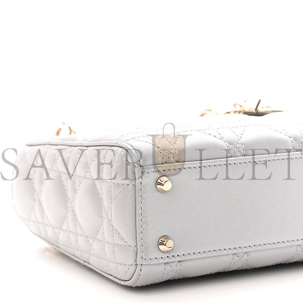 D*or metallic lambskin cannage mini lady D*or grey (17*15*7cm)