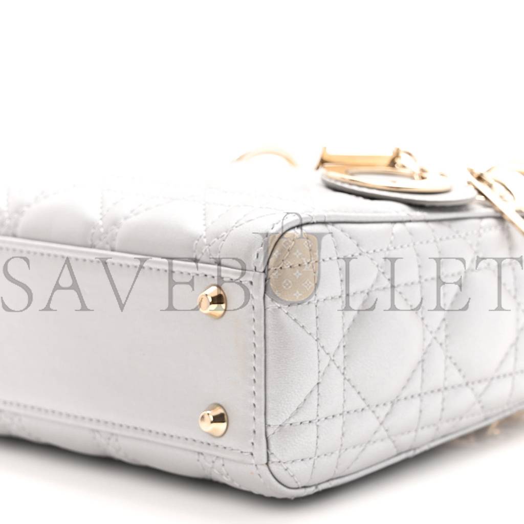 D*or metallic lambskin cannage mini lady D*or grey (17*15*7cm)