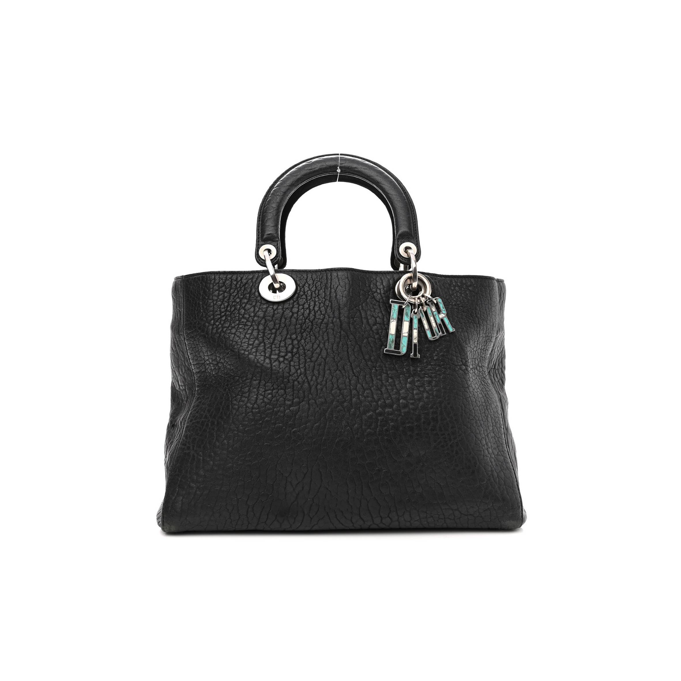 D*or canyon grained lambskin large lady D*or black (32*25*12.7cm)