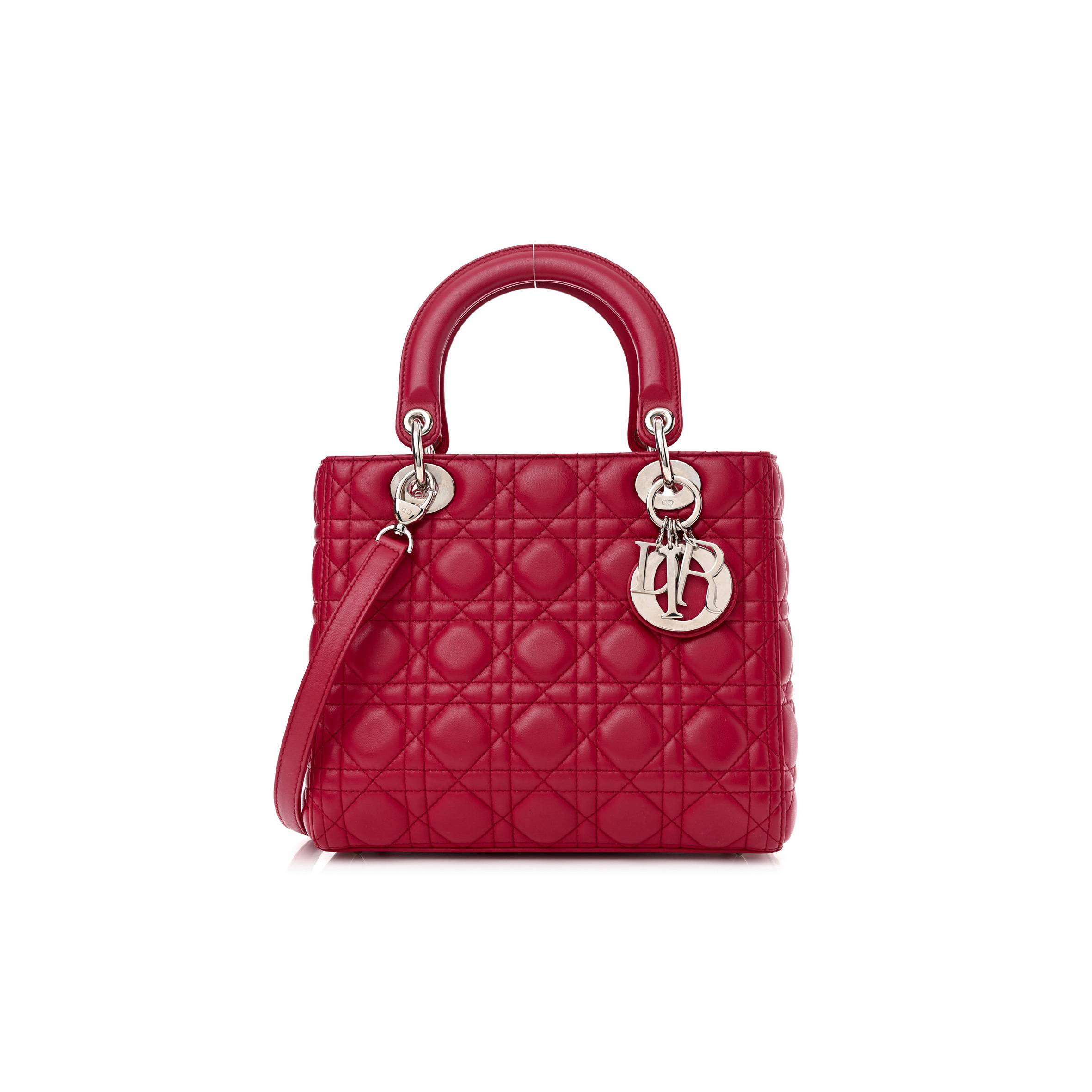 D*or lambskin cannage medium lady D*or fuchsia (23*20*12.1cm)