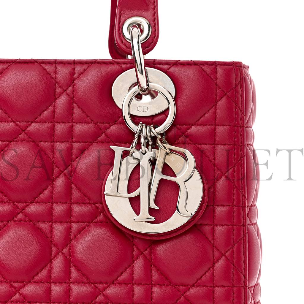 D*or lambskin cannage medium lady D*or fuchsia (23*20*12.1cm)