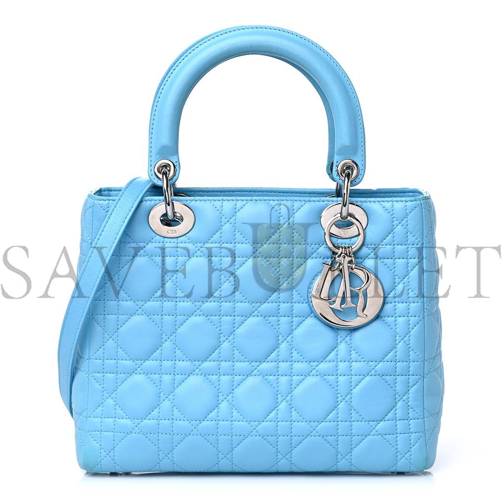 D*or lambskin cannage medium lady D*or light blue (25*20*12.1cm)