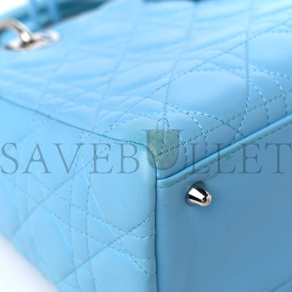 D*or lambskin cannage medium lady D*or light blue (25*20*12.1cm)