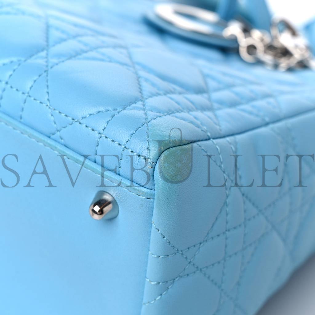 D*or lambskin cannage medium lady D*or light blue (25*20*12.1cm)