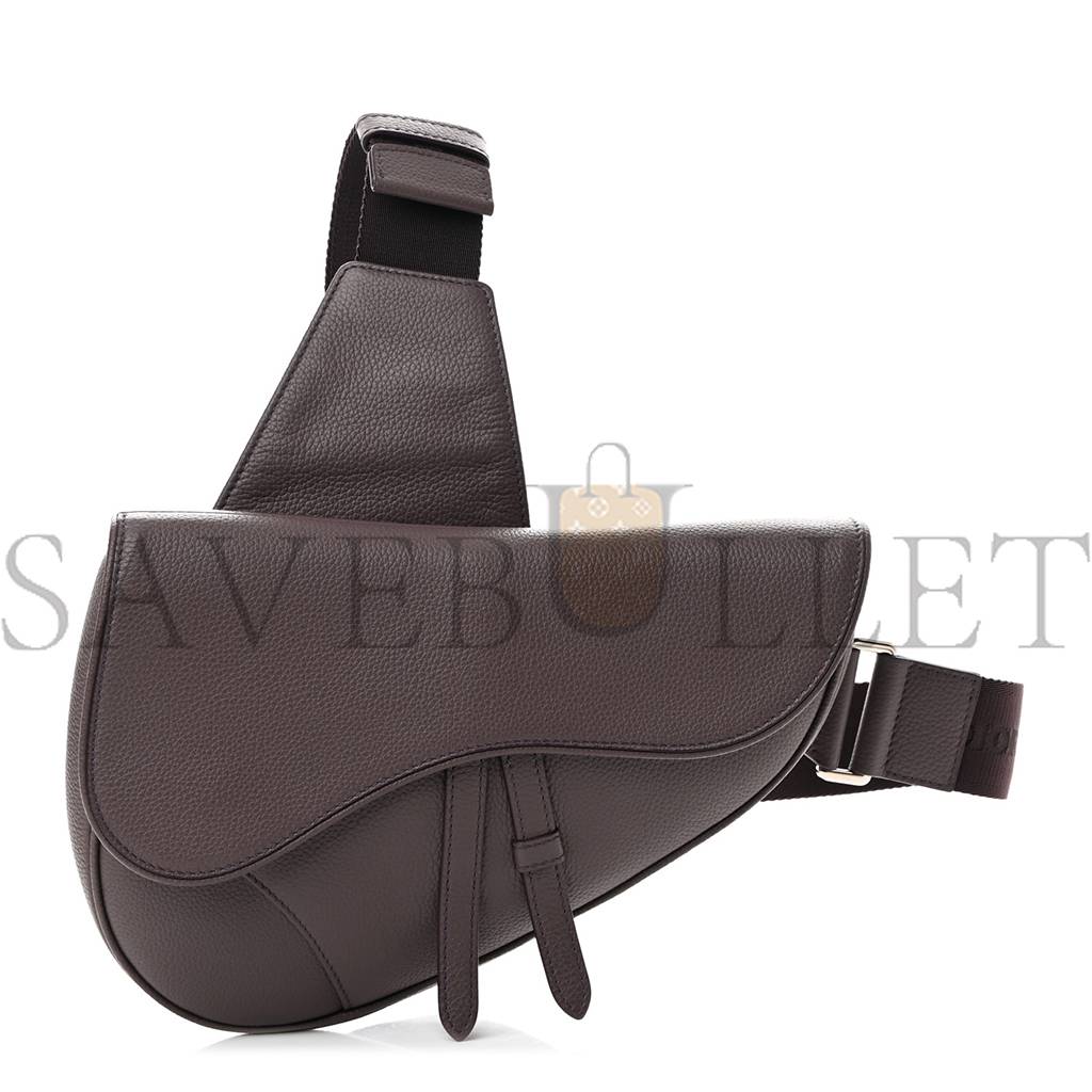 D*or grained calfskin kim jones saddle bag amaranth (27*22*3.8cm)