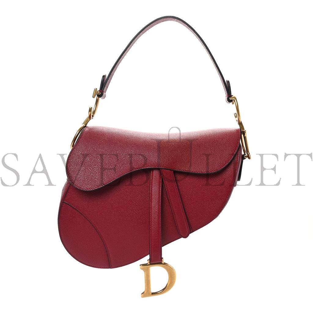 D*or grained calfskin saddle bag red (25*20*7cm)