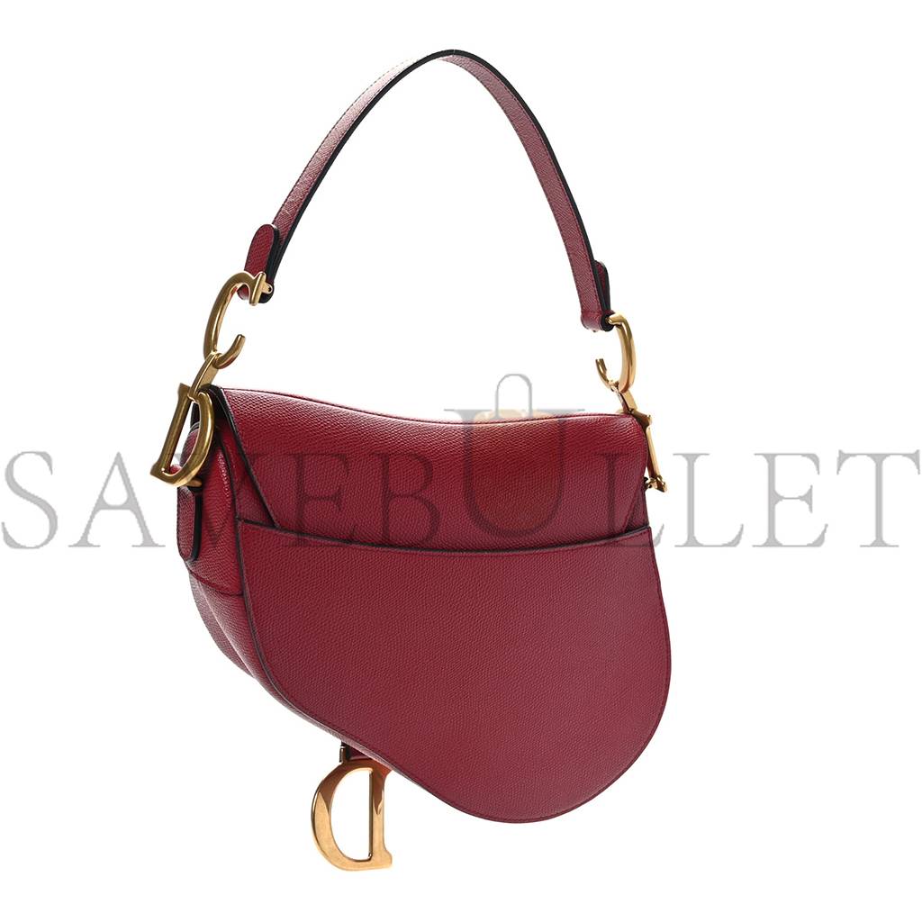 D*or grained calfskin saddle bag red (25*20*7cm)