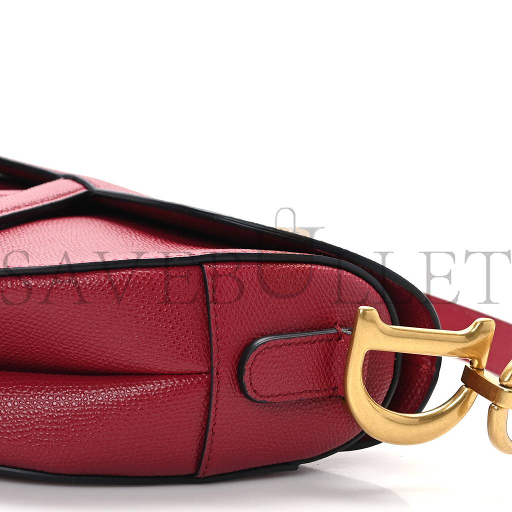 D*or grained calfskin saddle bag red (25*20*7cm)