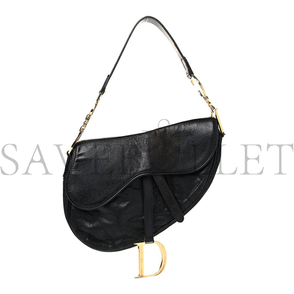 D*or shiny goatskin saddle bag black (25*19*3.8cm)