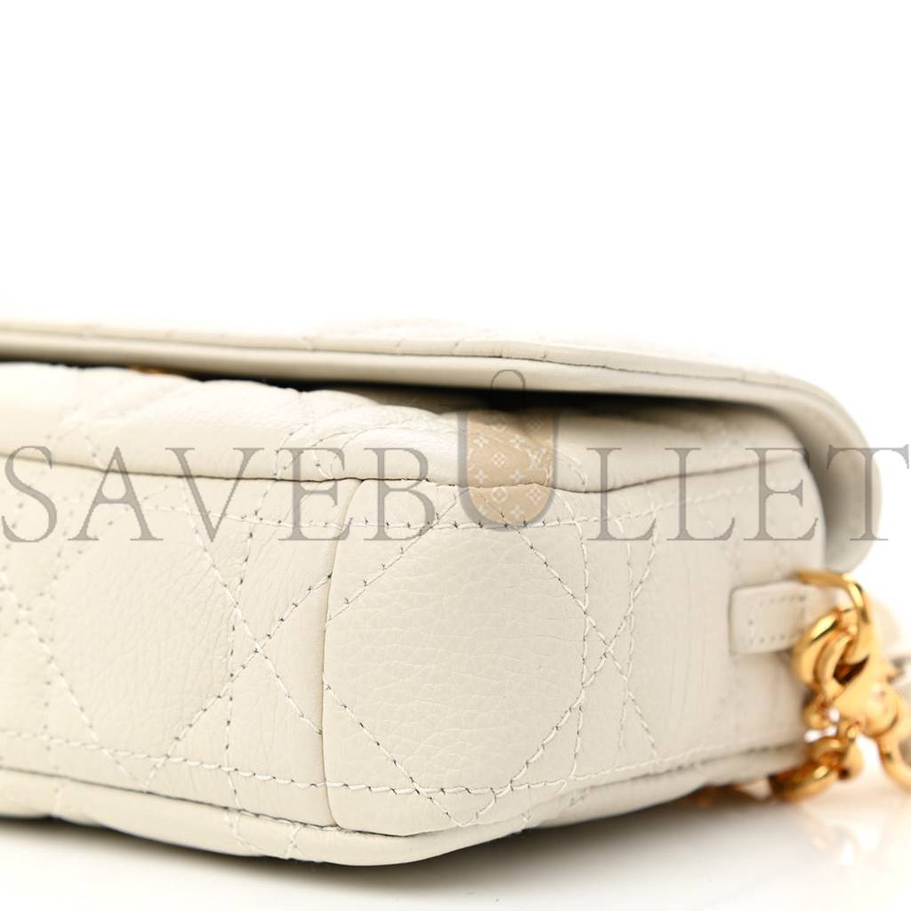 D*or supple calfskin cannage caro pouch with chain latte (18*10*6.4cm)