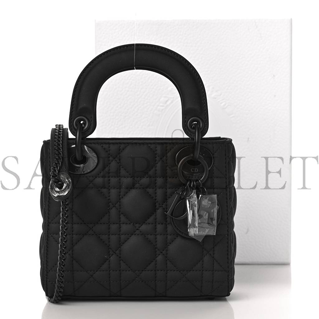 D*or ultra matte calfskin cannage mini lady D*or black (17*15*7cm)