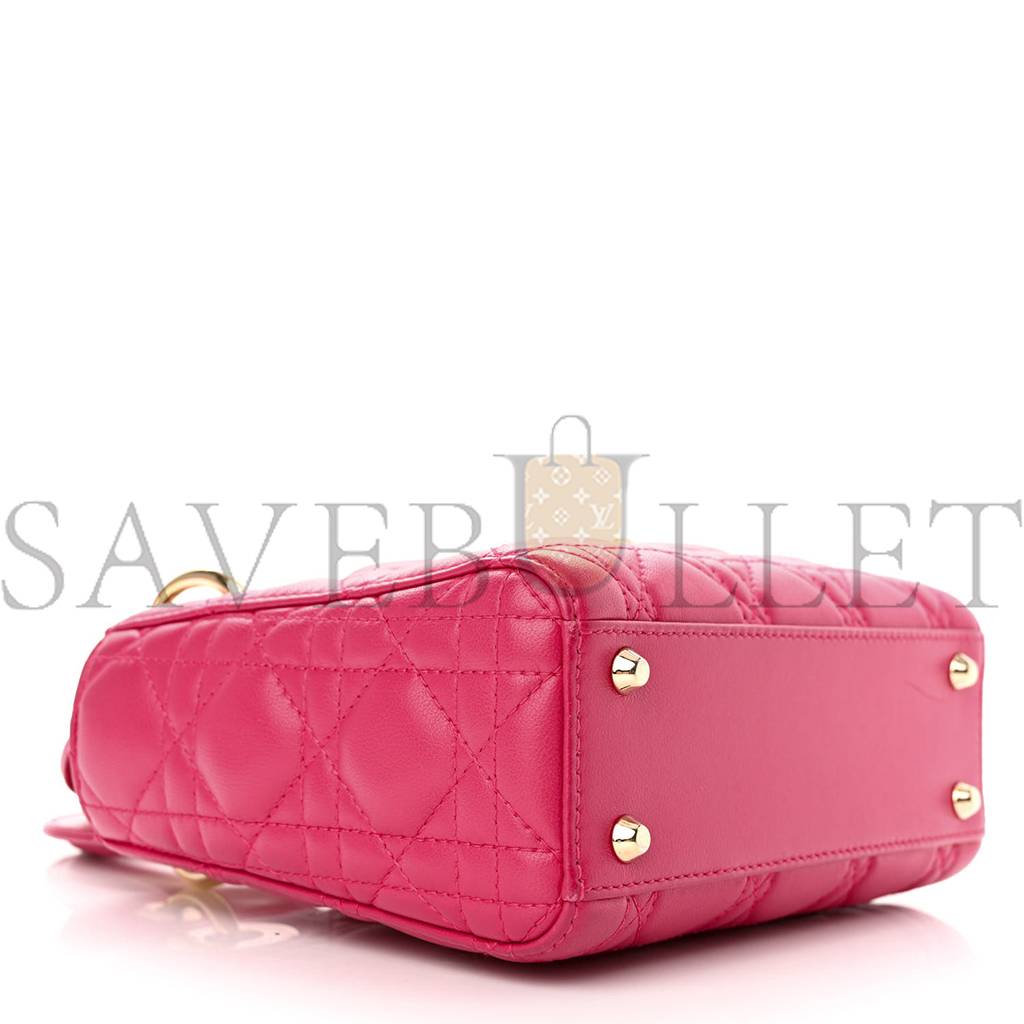 D*or lambskin cannage mini lady D*or fuchsia (17*15*7.6cm)