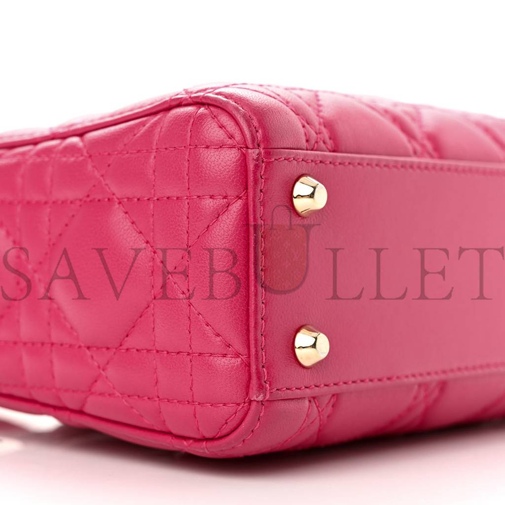 D*or lambskin cannage mini lady D*or fuchsia (17*15*7.6cm)