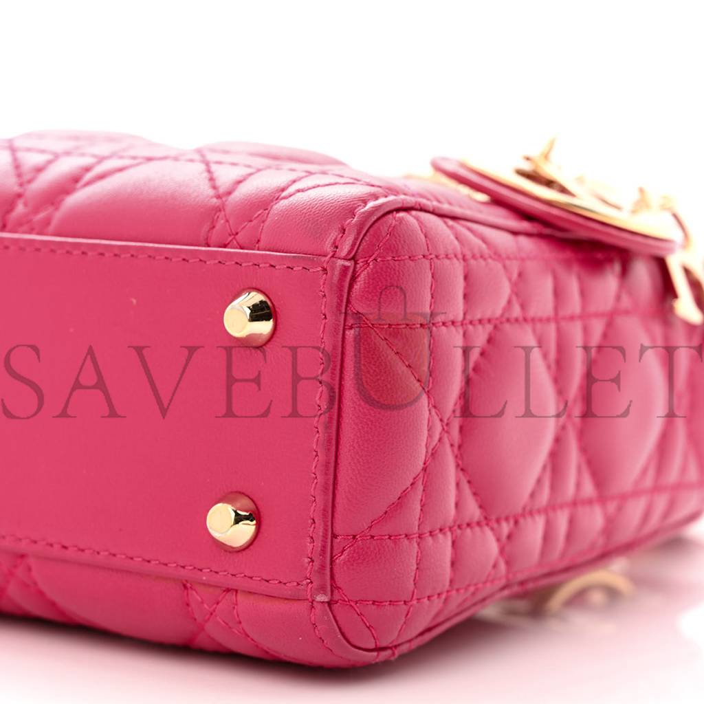 D*or lambskin cannage mini lady D*or fuchsia (17*15*7.6cm)