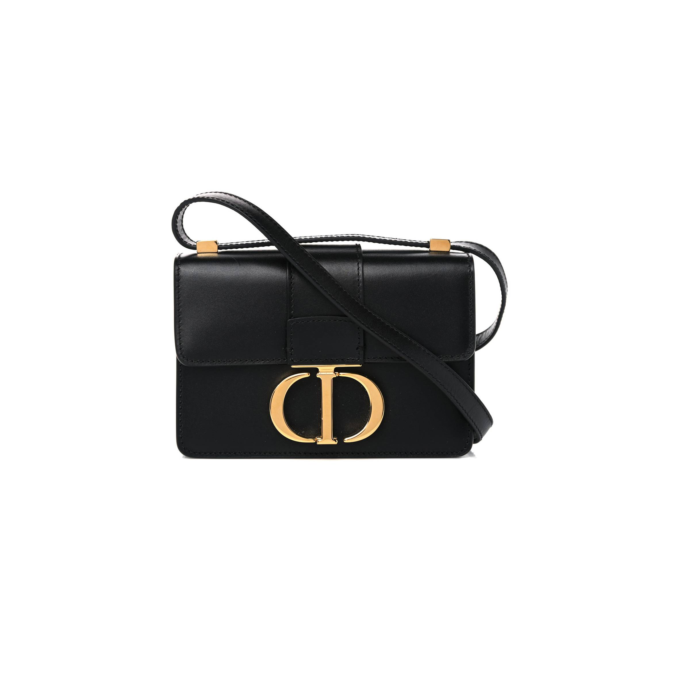 D*or smooth calfskin micro 30 montaigne flap bag black (15*11*4.4cm)