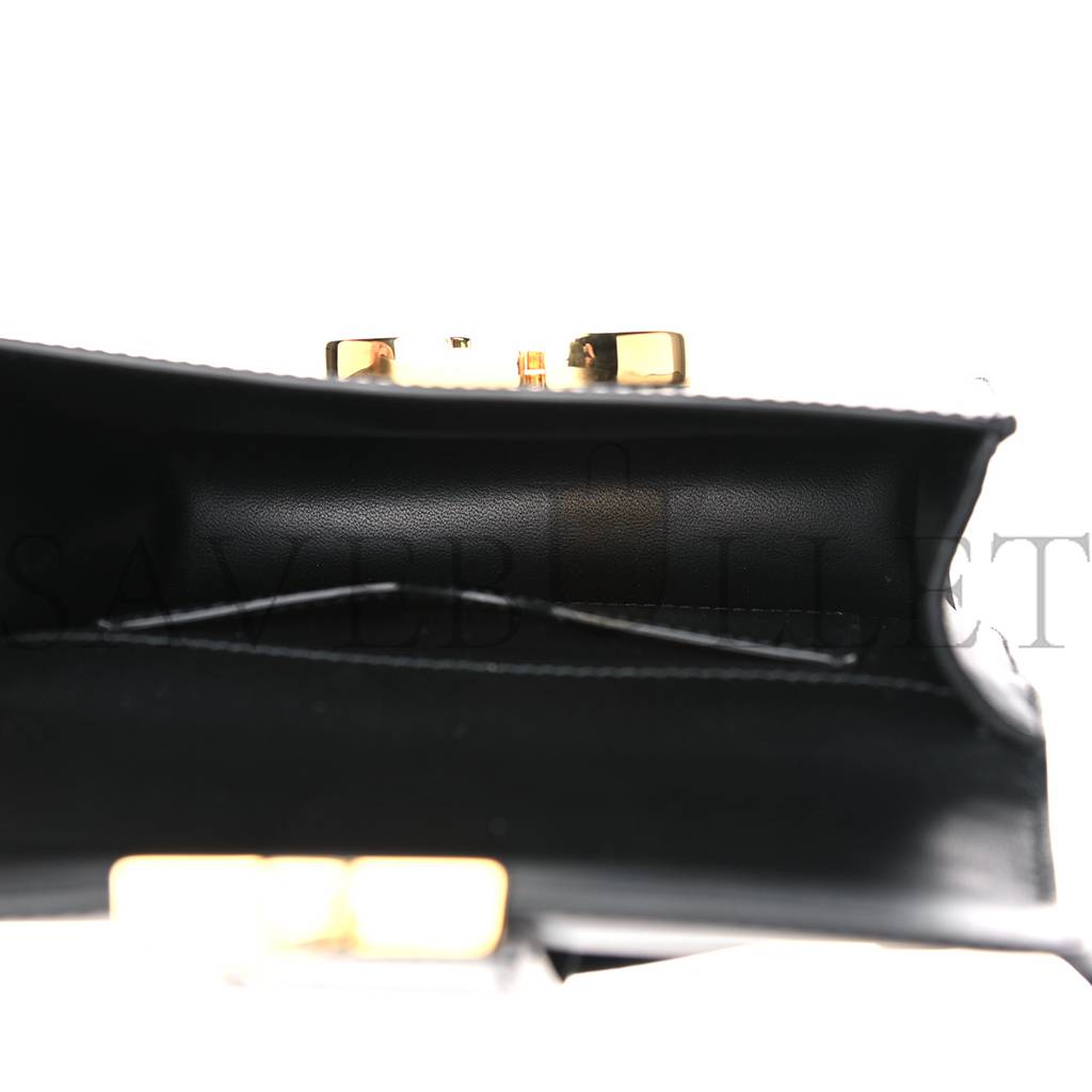 D*or smooth calfskin micro 30 montaigne flap bag black (15*11*4.4cm)