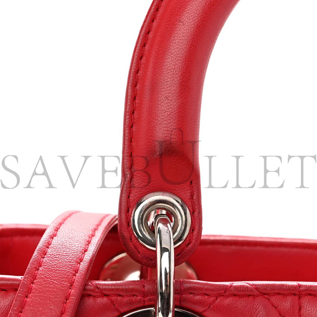 D*or lambskin cannage medium lady D*or red (23*20*12.1cm)