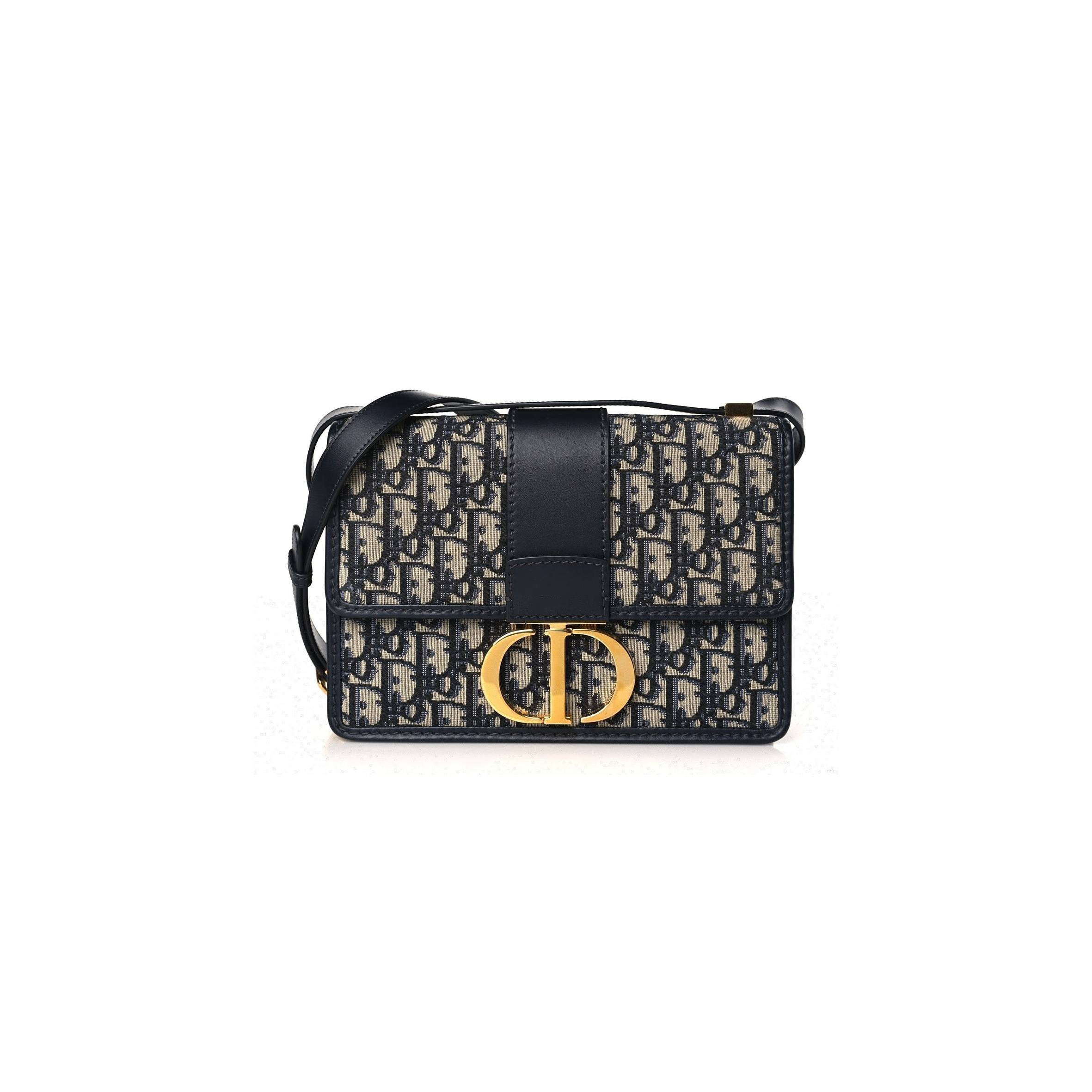 D*or oblique 30 montaigne flap bag blue (24*17*7.6cm)