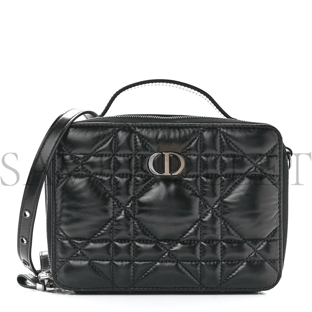 D*or calfskin macro-cannage caro box bag black (20*11*5.1cm)