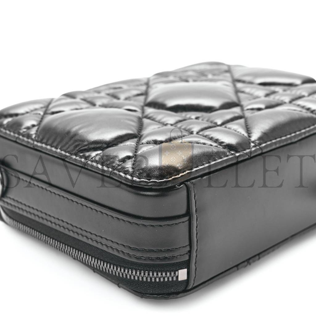 D*or calfskin macro-cannage caro box bag black (20*11*5.1cm)