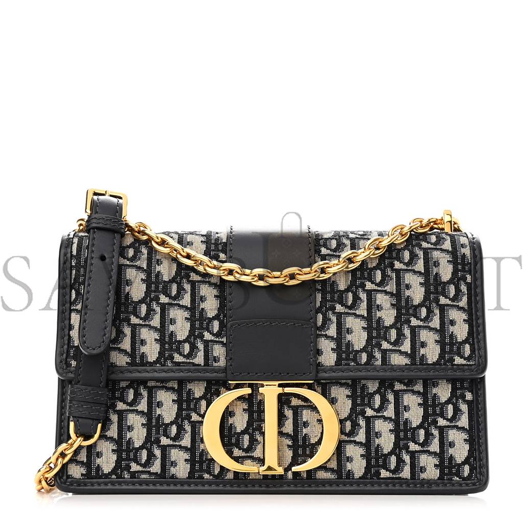 D*or oblique 30 montaigne chain flap bag blue (25*15*8.9cm)