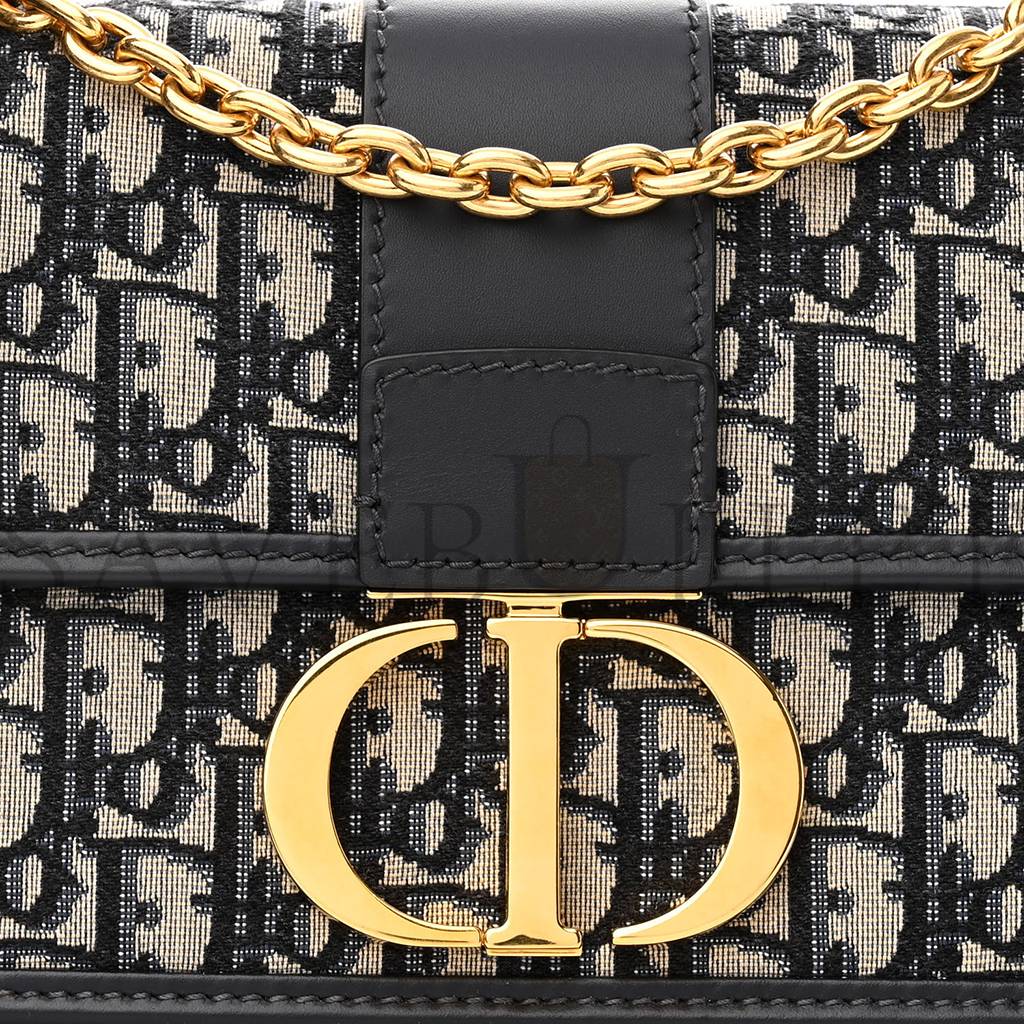 D*or oblique 30 montaigne chain flap bag blue (25*15*8.9cm)