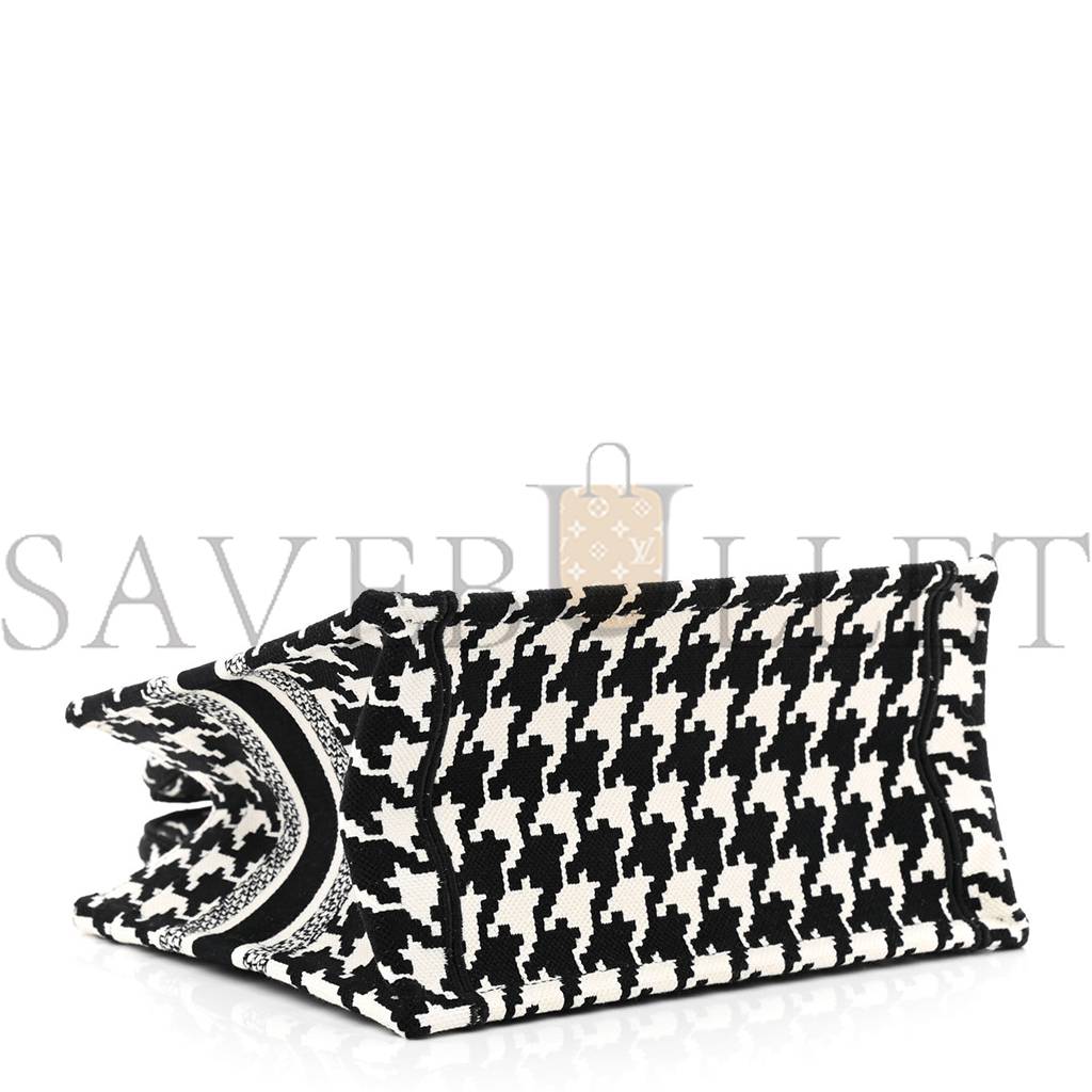 D*or canvas houndstooth embroidered small book tote black white (27*22*11.4cm)