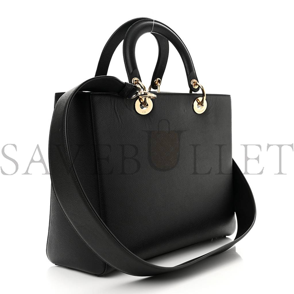 D*or grained calfskin large lady D*or black (32*24*12.1cm)