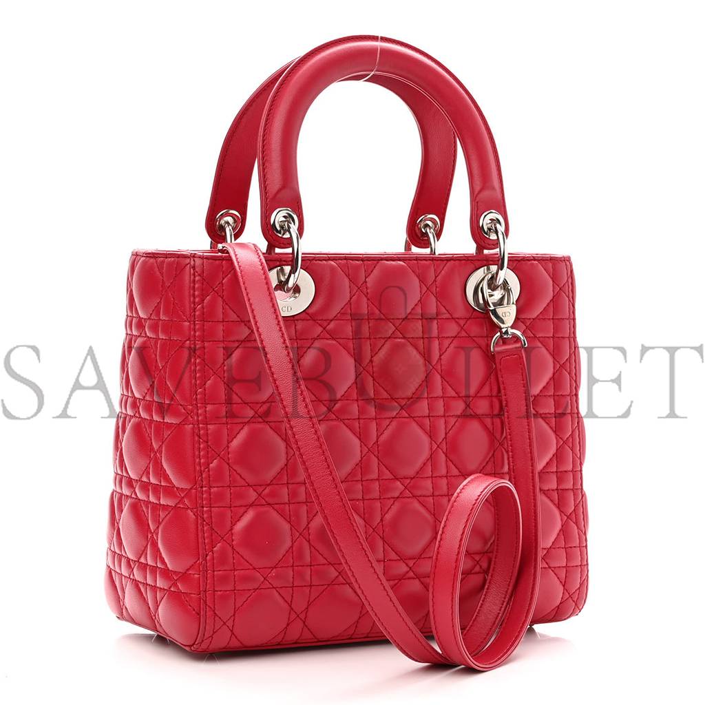 D*or lambskin cannage medium lady D*or red (23*20*12.1cm)