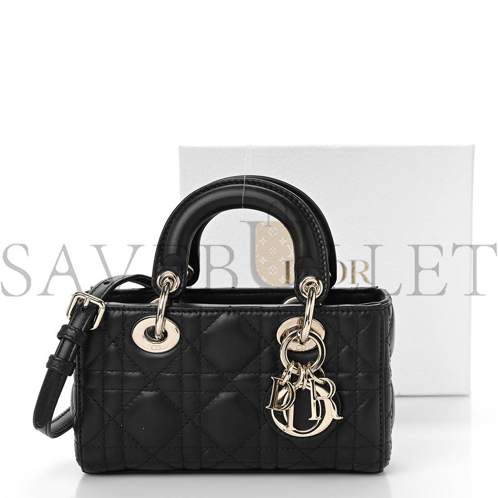 D*or lambskin cannage micro lady d-joy black (16*10*5.1cm)