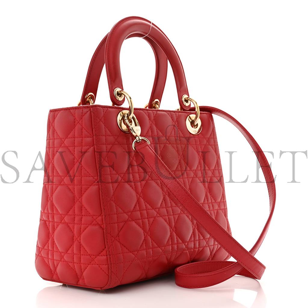 D*or lambskin cannage medium lady D*or red (23*20*12.1cm)