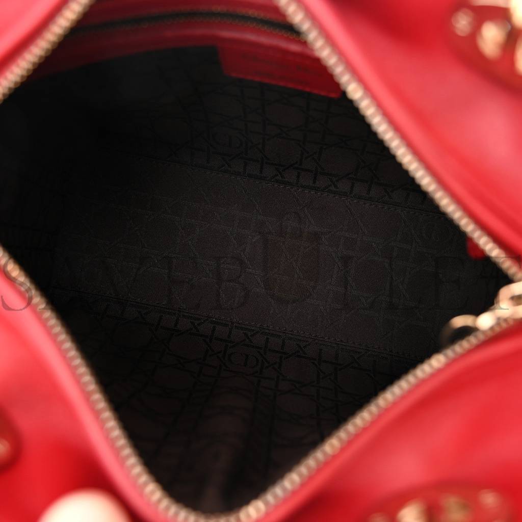 D*or lambskin cannage medium lady D*or red (23*20*12.1cm)