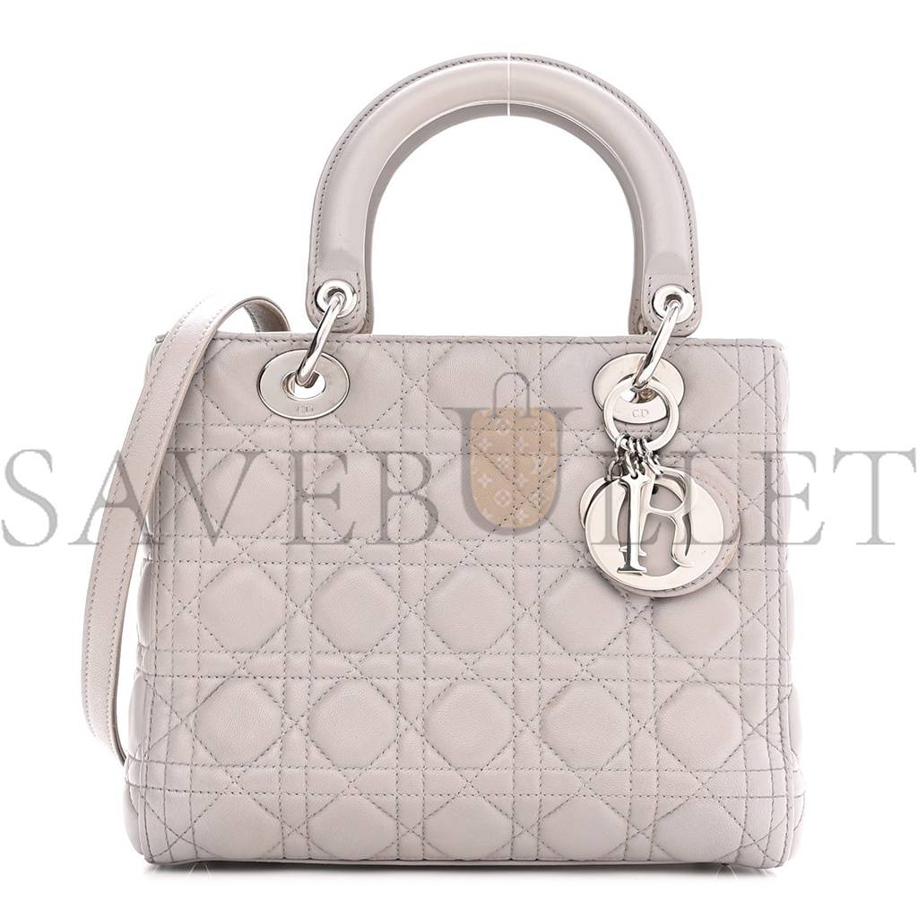 D*or lambskin cannage medium lady D*or grey (23*20*11.4cm)